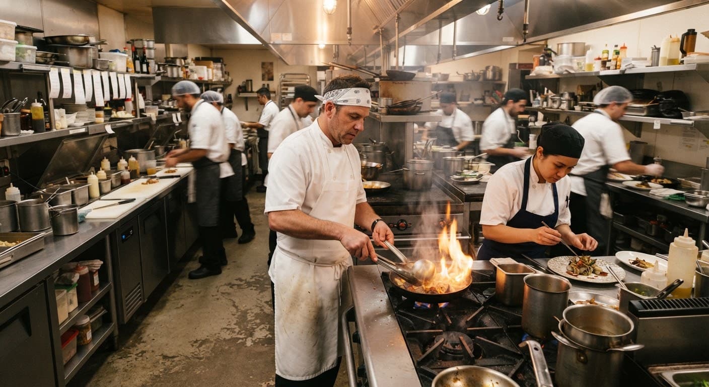 Cuisine de restaurant en pleine activité