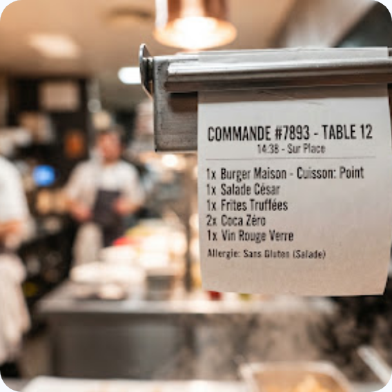 Ticket de commande en cuisine